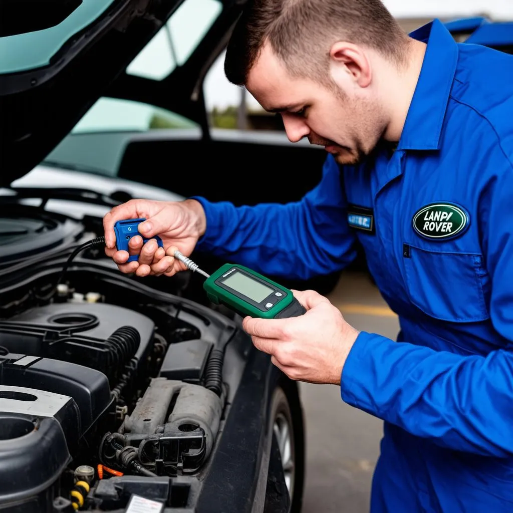 Mechanic Using OBD Scanner